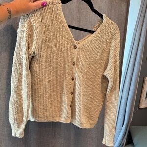 Hippie Rose Cozy Cream Button-Up Sweater SZ M